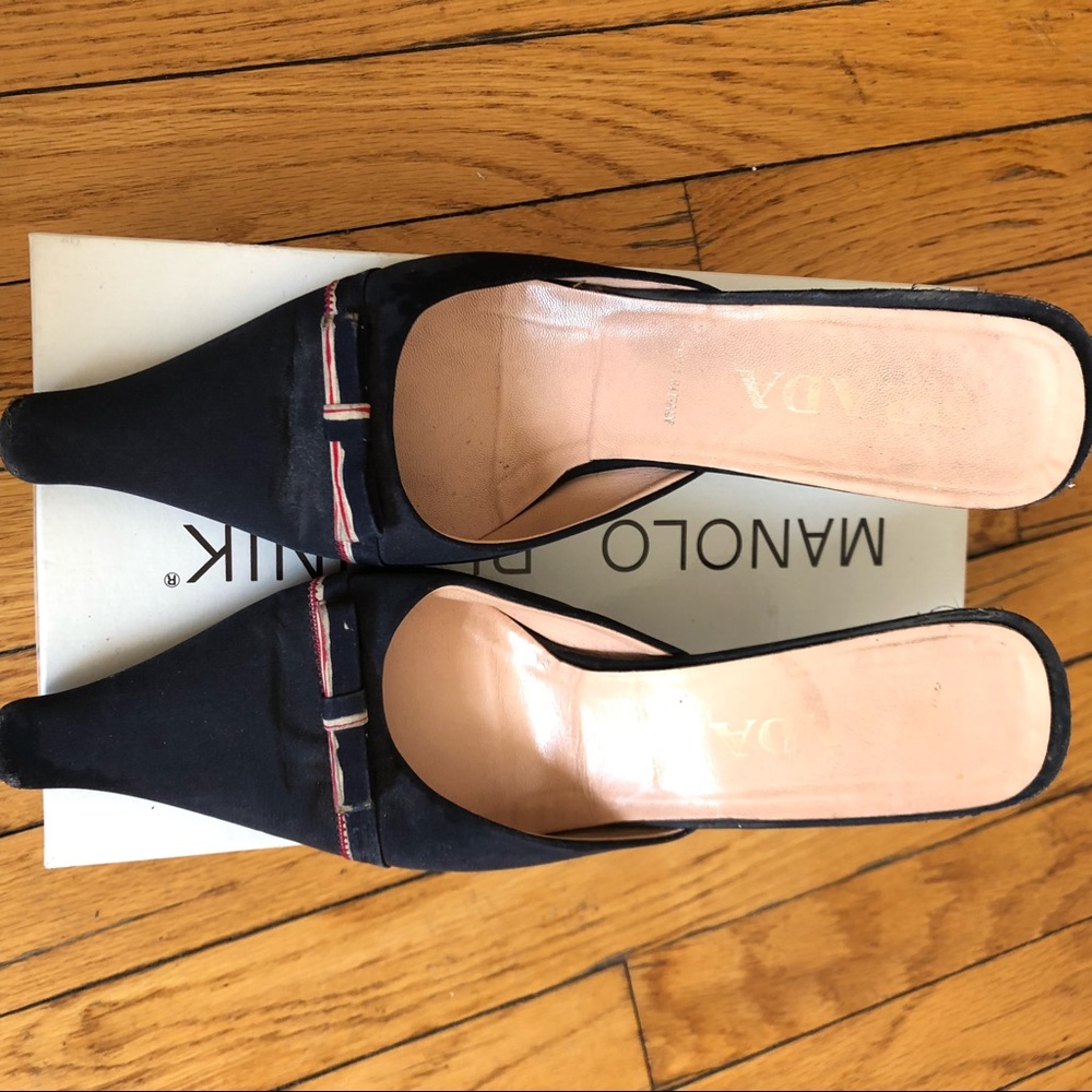 Prada dark navy pointy slingback, size 39